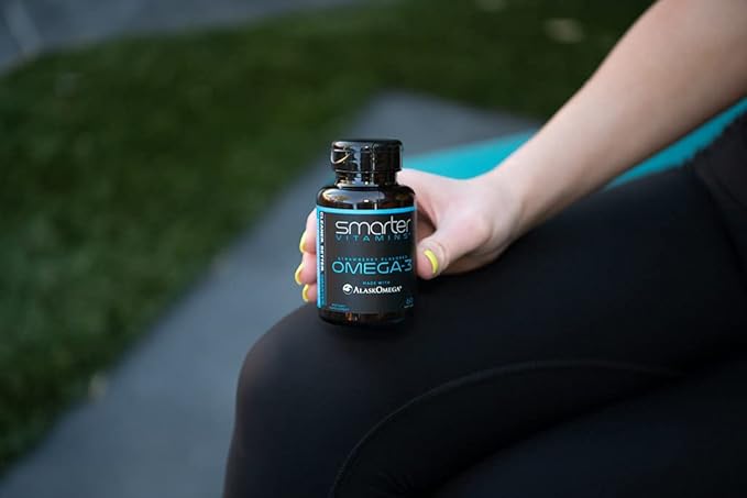 SmarterVitamins Omega 3 Fish Oil, Strawberry Flavor, Burpless, Tasteless, 2000mg, DHA EPA Triple Strength, Made with AlaskOmega®