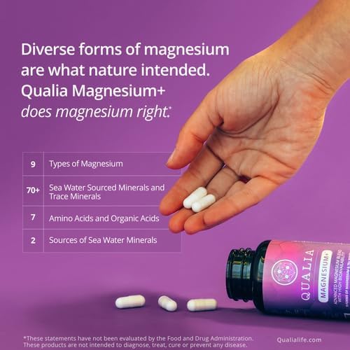 Qualia Magnesium+ | Doctor-Formulated. Premium Formula | High Bioavailability | 10 Forms of Magnesium & 70+ Minerals | Relaxed Mood, restful Sleep, & Exercise Recovery