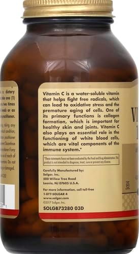 Solgar Vitamin C 1000 mg, 250 Vegetable Capsules - Antioxidant & Immune Support - Overall Health - Healthy Skin & Joints - Bioflavonoids Supplement - Non GMO, Vegan, Gluten No, Kosher - 250 Servings