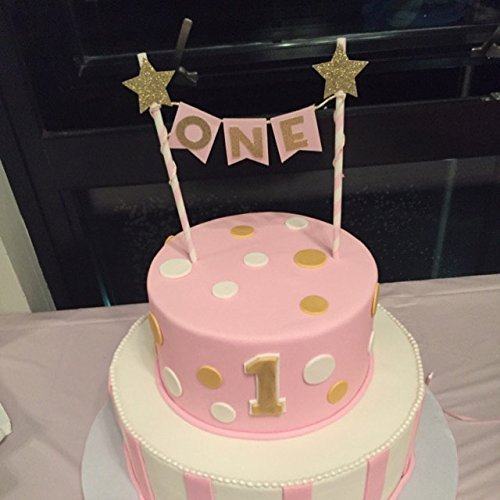 Pink and Gold Cake Topper. Twinkle Little Star Party Decorations.