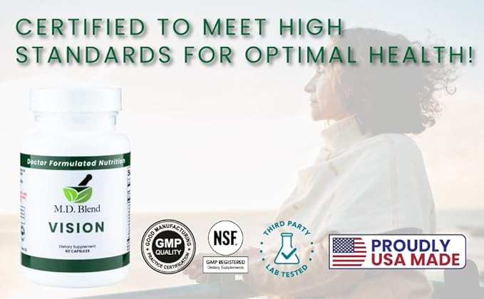 Vision - Expert Formulated - Natural Robust Blend for Eye Wellness - with Lutein, Zeaxanthin, Astaxanthin, Zinc, Thiamine, Vitamins A & C - 30 Capsules (1 Pack)