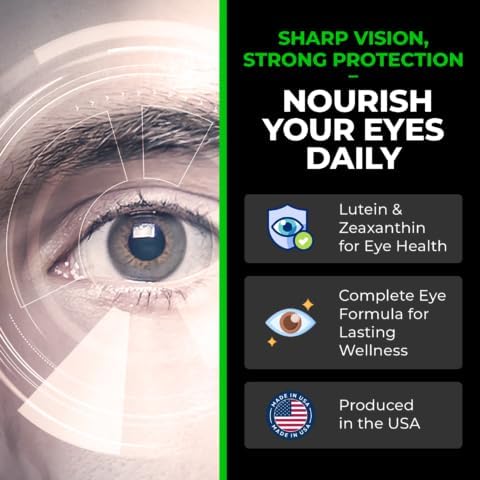 Stealth Vision Eye Vitamin, Eye Supplement with Lutein, Zeaxanthin, and Meso-Zeaxanthin, Non-GMO Eye Health Vitamins for Adults, Vision Essentials for Complete Eye Support (90 softgels)