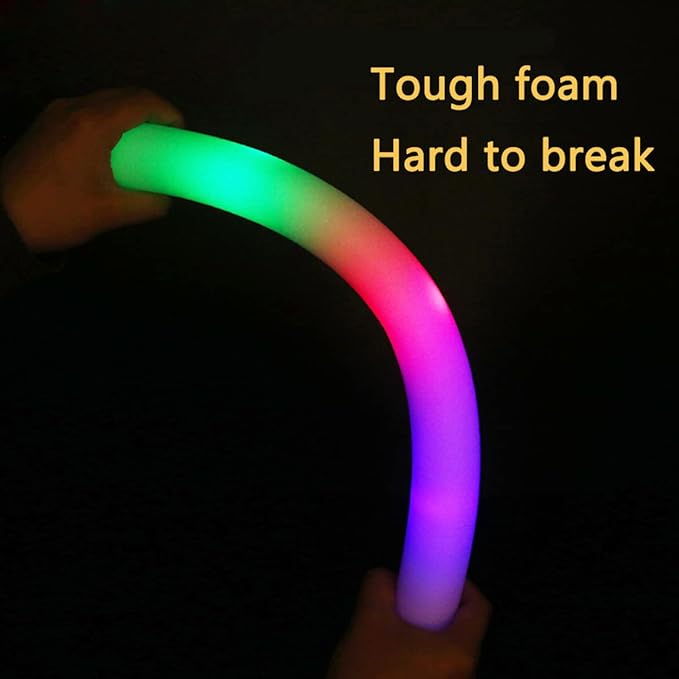 Foam Glow Sticks-192 PCS Light up Sticks Party Favor Glow in The Dark Party Supplies with 3 Modes Colorful Flashing Light Up Toys for Party Wedding Birthday Concert Halloween Christmas