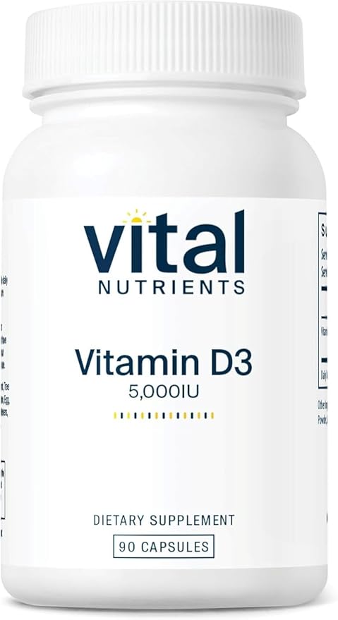 Vital Nutrients Vitamin D 5000 IU | Vitamin D3 Supplement | Healthy Bones, Teeth, Muscles*| Cellular & Immune Function | Calcium Absorption | Gluten, Dairy and Soy Free | 90 Capsules