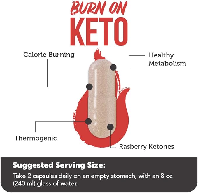Vitamin Bounty Burn On Thermogenic Keto Fat Burner for Men & Women - Weight Loss Supplement with Raspberry Ketones - Metabolism Booster, Energy Pills, Appetite Suppressant - 60 Capsules