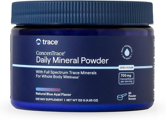 Trace Minerals ConcenTrace Daily Mineral Powder - Supports Energy, Digestion, Bone Health - 70+ Multiminerals Supplement with Ionic Magnesium, Chloride, & Potassium, Sugar-Free (60 Servings)