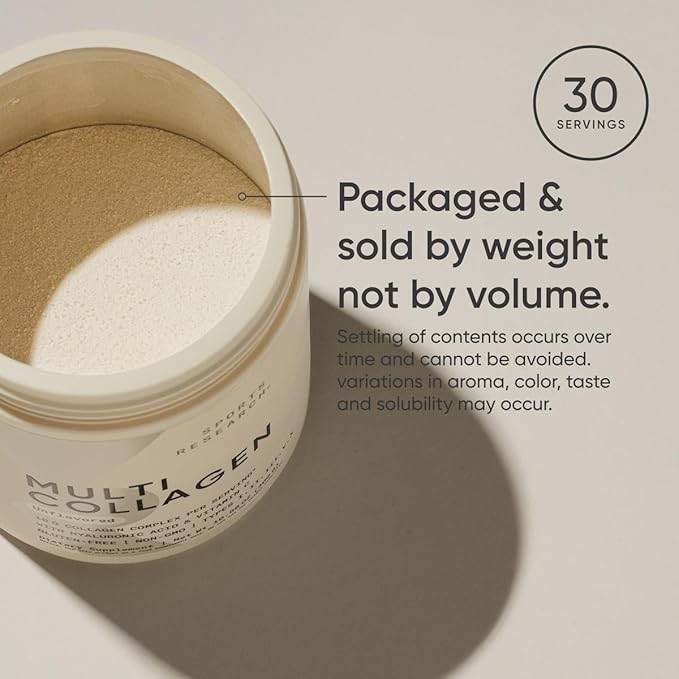 Sports Research Multi Collagen Protein Powder (Type I, II, III, V, X) with Hyaluronic Acid + Vitamin C | 5 Types of Food Based Collagen, 30 Servings (Unflavored)