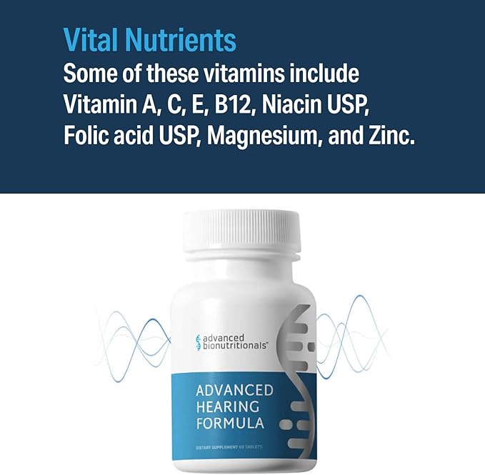 – Advanced Hearing Formula Supplement, Ear Health Vitamins, Support Auditory Nerve Function, Multivitamin with Vitamins A, C, E, Folic, Calcium, Magnesium, Zinc (60 Tablets)