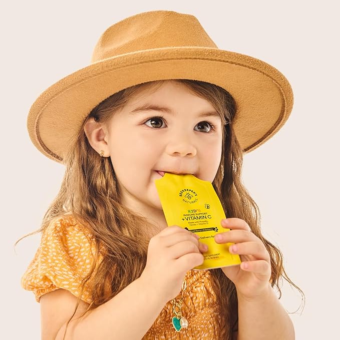 Beekeeper's Naturals Kid's Immune Liposomal Vitamin C, 500 mg Vitamin C, Elderberry, Vitamin D, Propolis & Honey, Kid-Friendly Immune Support - Mixed Berry Flavor, Easy to Use, Bioavailable, 30 Ct