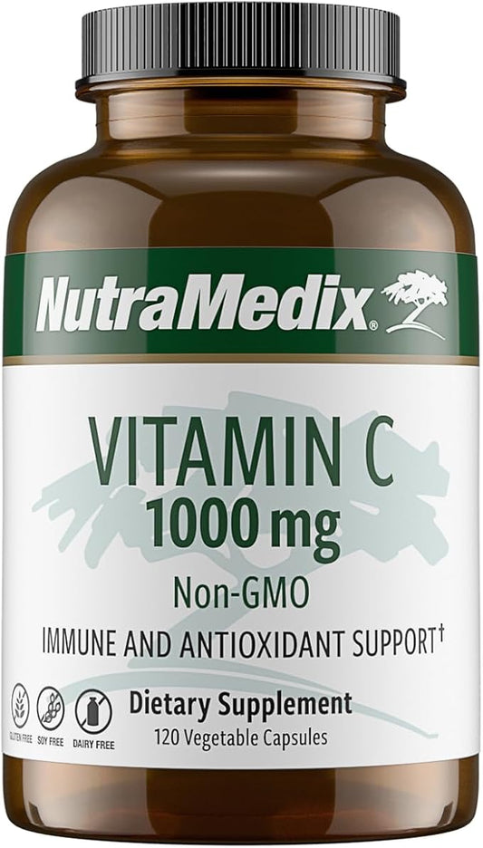 NutraMedix Vitamin C 1000mg - Antioxidants Supplement for Immune Support & Heart Health - Vitamin C from Ascorbic Acid - Vegan, Non-GMO (120 Vegetarian Capsules)