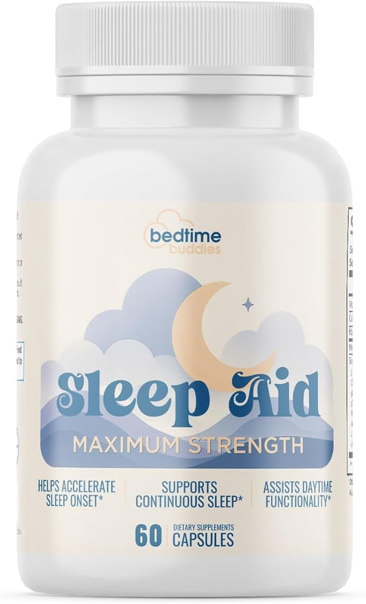 All in One Sleep Aid for Adults | Complete Sleep Support & Non-Habit Forming | Max Strength w/Melatonin, Magnesium, Lemon Balm & 15 Sleep-Promoting Ingredients – 3rd Party Tested | 60 Caps