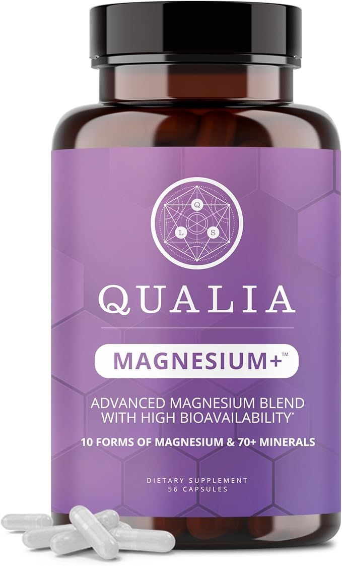 Qualia Magnesium+ | Doctor-Formulated. Premium Formula | High Bioavailability | 10 Forms of Magnesium & 70+ Minerals | Relaxed Mood, restful Sleep, & Exercise Recovery