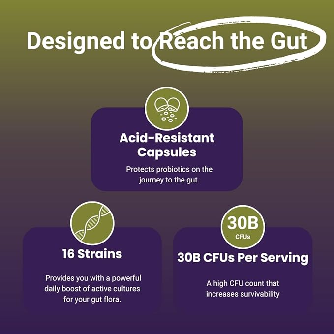 NutriZing Vegan Probiotics for Digestive Health - 30 Billion CFU & 16 strains - Bifidobacterium & Lactobacillus Probiotics for Men & Women - Delayed Release Probiotic Gut Health Supplement