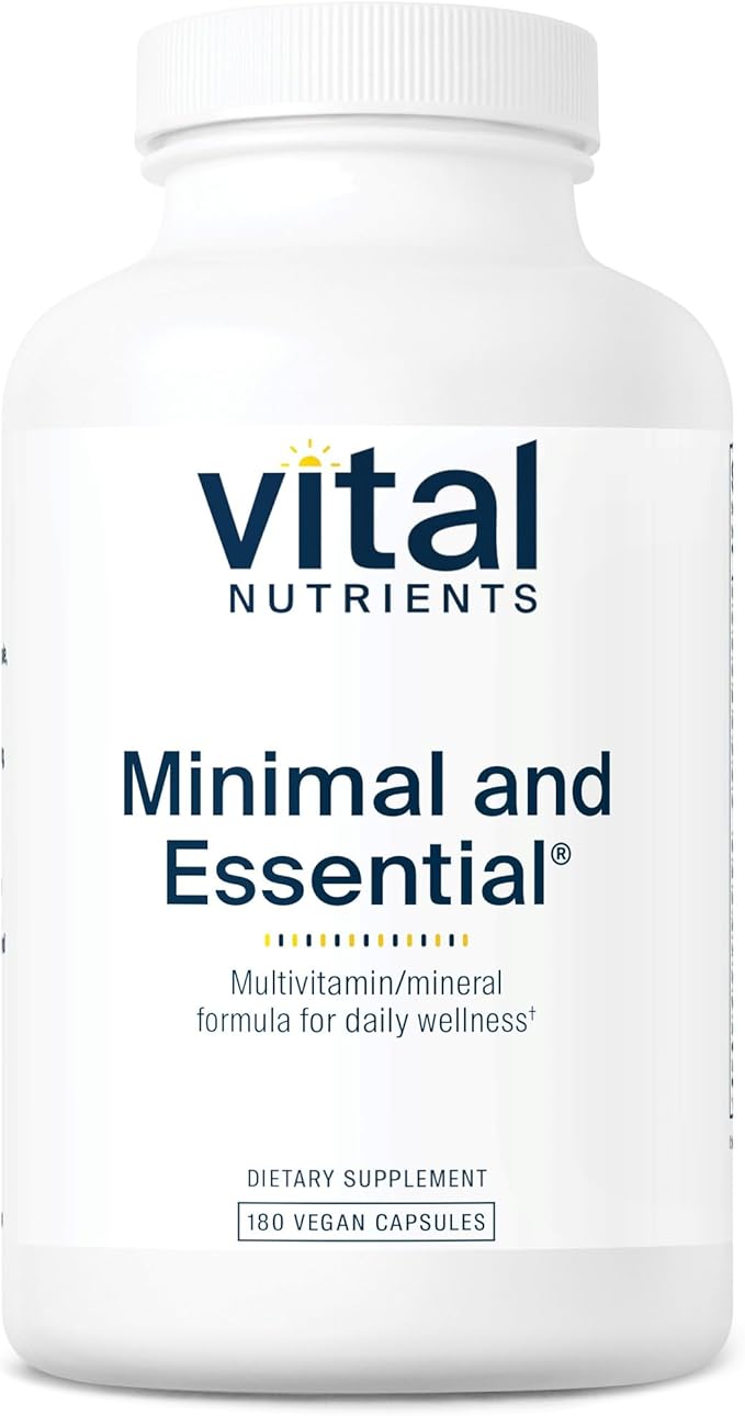 Vital Nutrients Minimal and Essential Multivitamin | Vegetarian One per Day Multi Vitamin, Mineral, & Antioxidant Supplement* | Iron-Free | Gluten, Dairy, Soy Free | Non-GMO | 180 Capsules