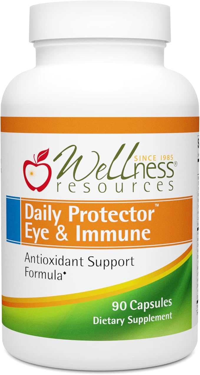 Wellness Resources Daily Protector Eye & Immune - Lutein, Lycopene, Zeaxanthin, Cryptoxanthin, Bilberry and More for Eye, Immune, and Skin Health (90 Capsules)