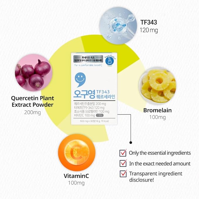 590Company Quercetline TF343 | Plant Based Family Wellness Formula | Quercetin Vitamin C Bromelain Complex | Non GMO | 30 Table