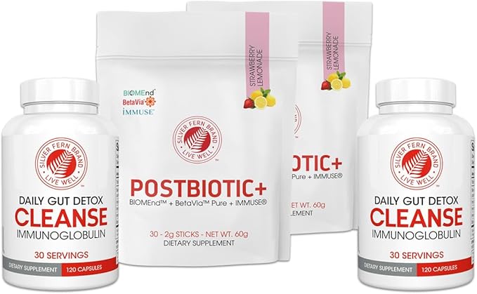 Silver Fern Brand Immune+ Protocol Kit β Postbiotic+ (2 Packages) & Cleanse (2 Bottles) β Immune Support Supplement Bundle β Non-GMO, Gluten-Free, cGMP Certified β 90-Day Supply