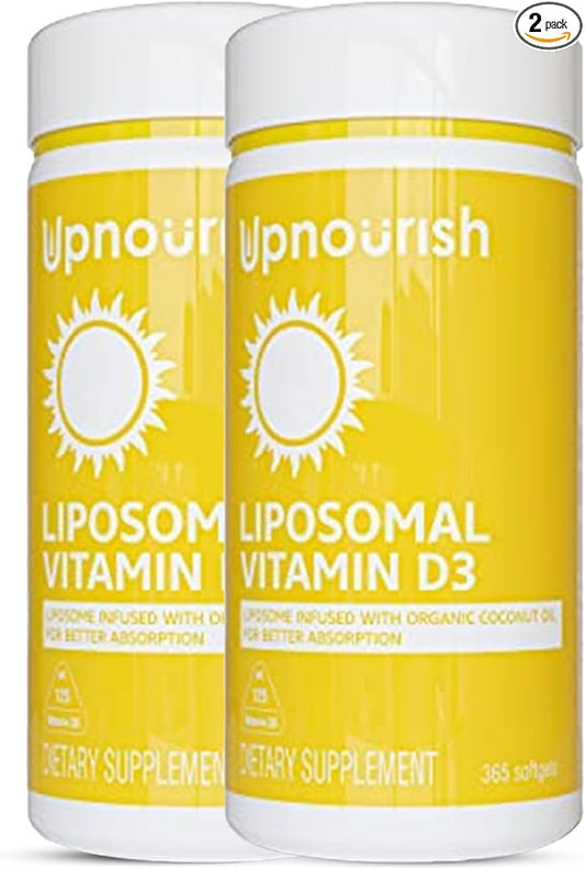 UpNourish 2 Pack - Liposomal Vitamin D 5000 IU 730 softgels, Cholecalciferol Vitamin D3 with Natural Coconut Oil, VIT D3 Supplement