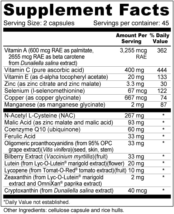 Wellness Resources Daily Protector Eye & Immune - Lutein, Lycopene, Zeaxanthin, Cryptoxanthin, Bilberry and More for Eye, Immune, and Skin Health (90 Capsules)
