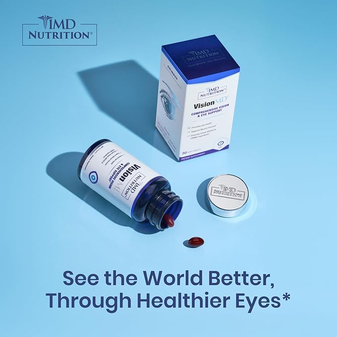 1MD Nutrition VisionMD Eye Vitamin CARMIS - with Lutein & Zeaxanthin | Supports Vision Health, Everyday Eye Strain, & Occasional Dry Eye | 60 Softgels (2-Pack)