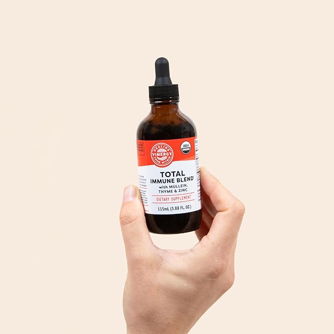 Vimergy Total Immune Blend* Liquid Supplement, 57 Servings Fast-Absorbing Immune Support – All-Season, Zinc, Thyme and Mullein Drops Non-GMO, Vegan, USDA Organic, Immunity Support for Adults (115 mL)