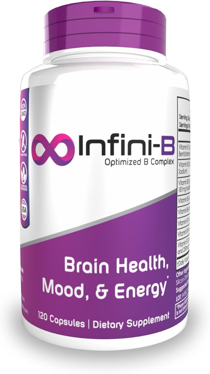Nootropics Depot Infini-B Advanced B-Complex | Optimal Absorption & Bio-Availability | Enhanced Cognitive & Metabolic Support | 120 Capsules