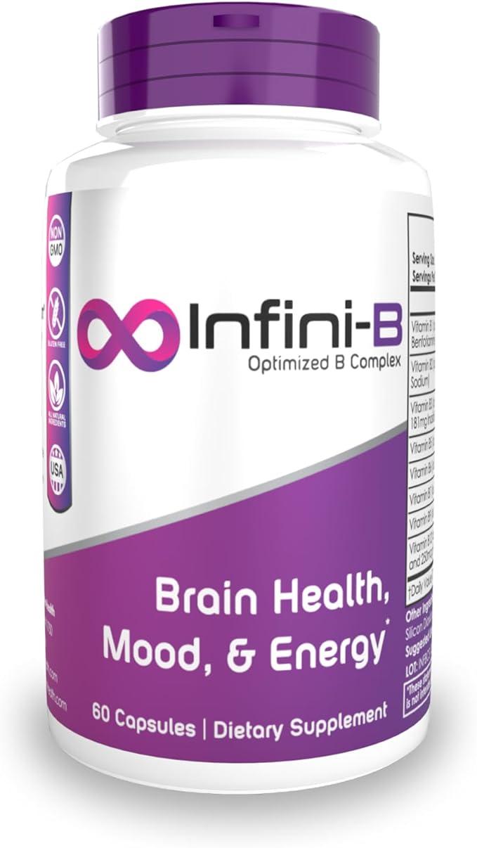Nootropics Depot Infini-B Advanced B-Complex | Optimal Absorption & Bio-Availability | Enhanced Cognitive & Metabolic Support | 60 Capsules