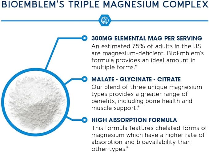 BioEmblem Women's Triple Magnesium Complex and Multivitamin fro Cardiovascular Health and Nutritional Needs