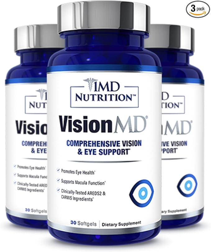 1MD Nutrition VisionMD Eye Vitamin CARMIS - with Lutein & Zeaxanthin | Supports Vision Health, Everyday Eye Strain, & Occasional Dry Eye | 90 Softgels (3-Pack)