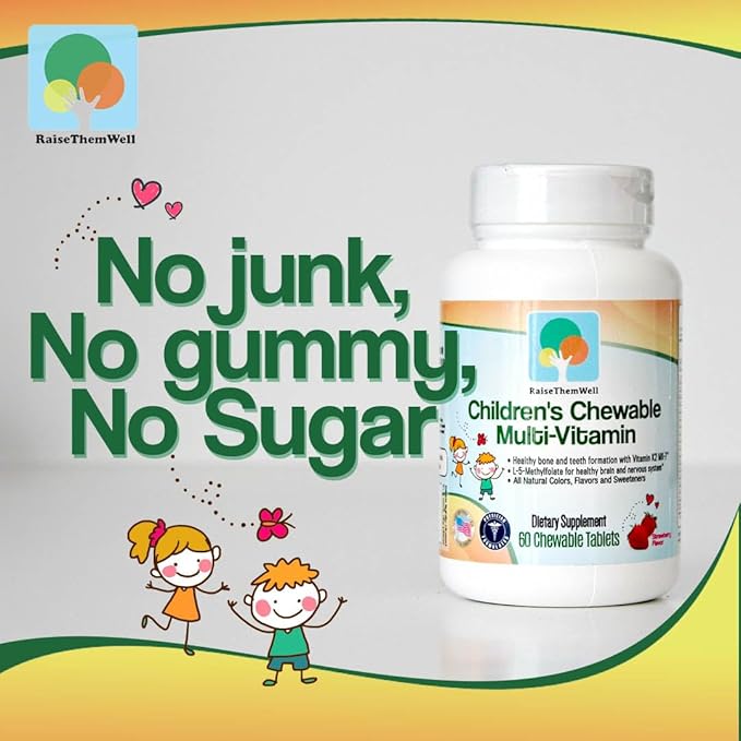 Tasty Chewable Kids Multivitamin, All-Natural Colors, Flavors & Sweeteners, Daily Essential Vitamins for Children, Easy-to-Chew Vitamins, Strawberry