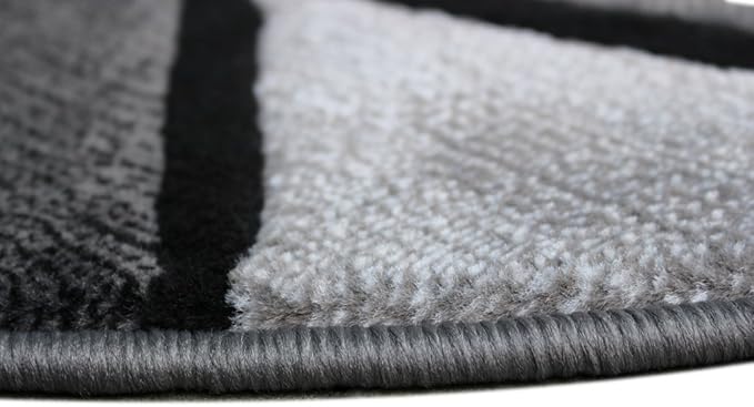 Masada Rugs, Modern Contemporary Round Area Rug, Red Grey Black. (5 Feet X 5 Feet) Round