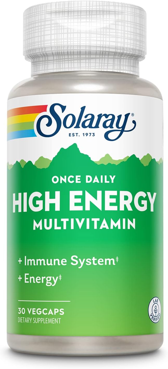 SOLARAY Once Daily High Energy Multivitamin for Women and Men - Energy Supplements - Immune Support w/Vitamin C, A, D and E, Vitamin B Complex, Trace Minerals, 60-Day Guarantee, 30 Serv, 30 VegCaps