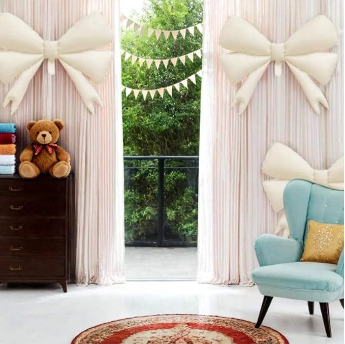 FBQ 3 Pcs White Giant Bow Balloons Bow Themed Baby Shower Wedding Birthday Party Supplies