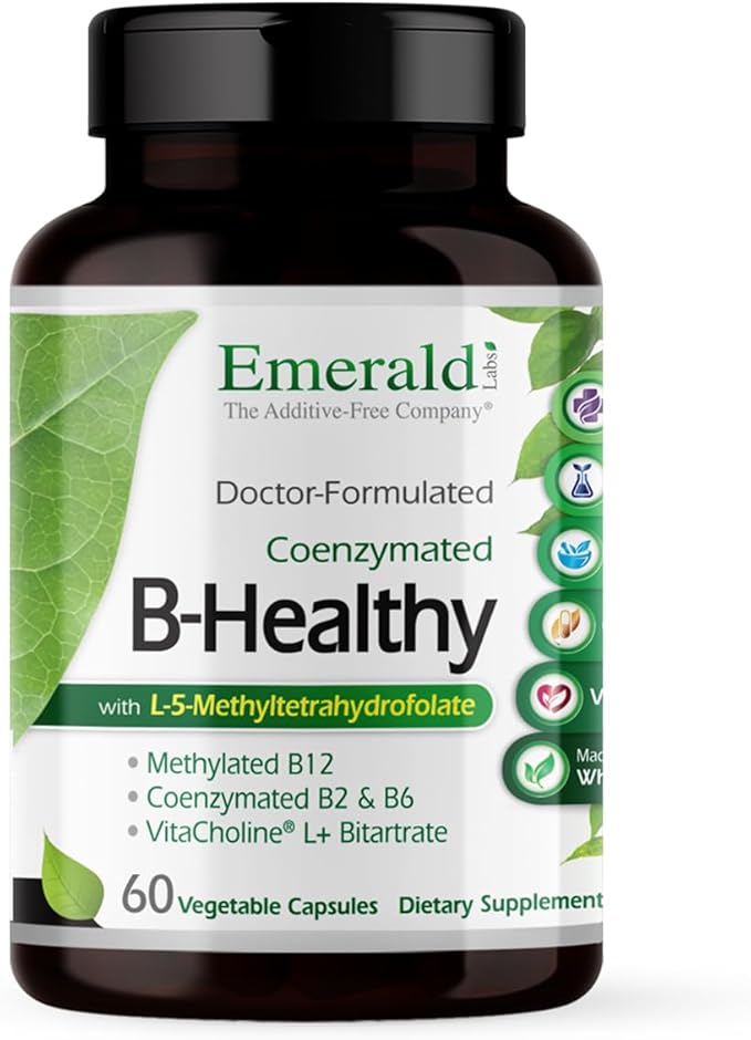 EMERALD LABS B-Healthy - Vegan Vitamin B Complex - Includes Methylated Folic Acid & Full Spectrum B Vitamins - Supports Immune, Brain & Heart Health* - 60 Vegetable Capsules