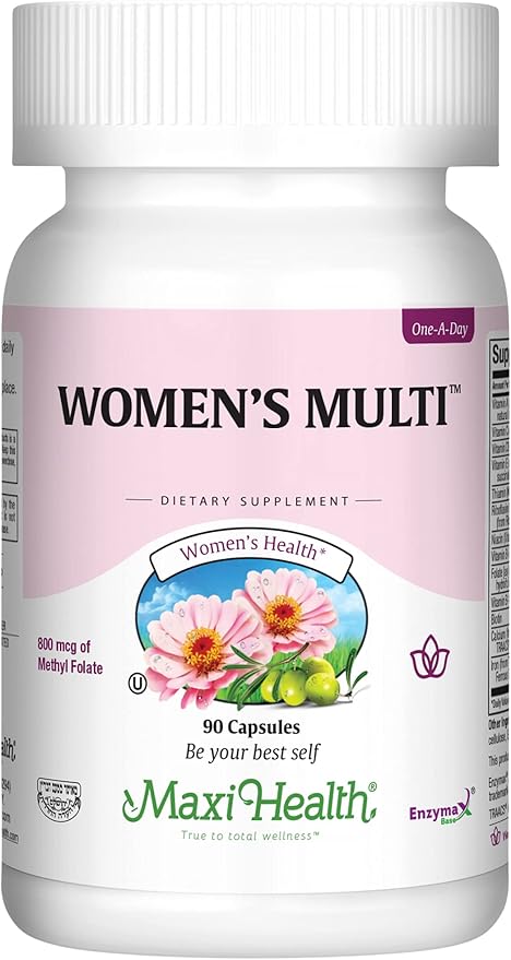 Womens Multivitamin – Essential Multivitamin for Women with 23 Key Vitamins C, D, B6, B12, Calcium, Probiotics, Biotin & More – Energy, Skin, Nails & Gut Health Support – Kosher (90 Capsules)