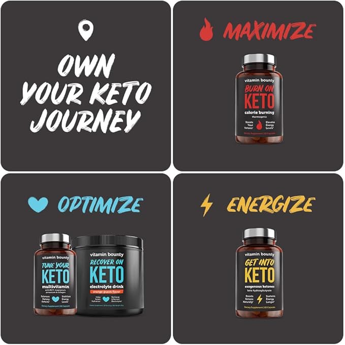 Vitamin Bounty Burn On Thermogenic Keto Fat Burner for Men & Women - Weight Loss Supplement with Raspberry Ketones - Metabolism Booster, Energy Pills, Appetite Suppressant - 60 Capsules