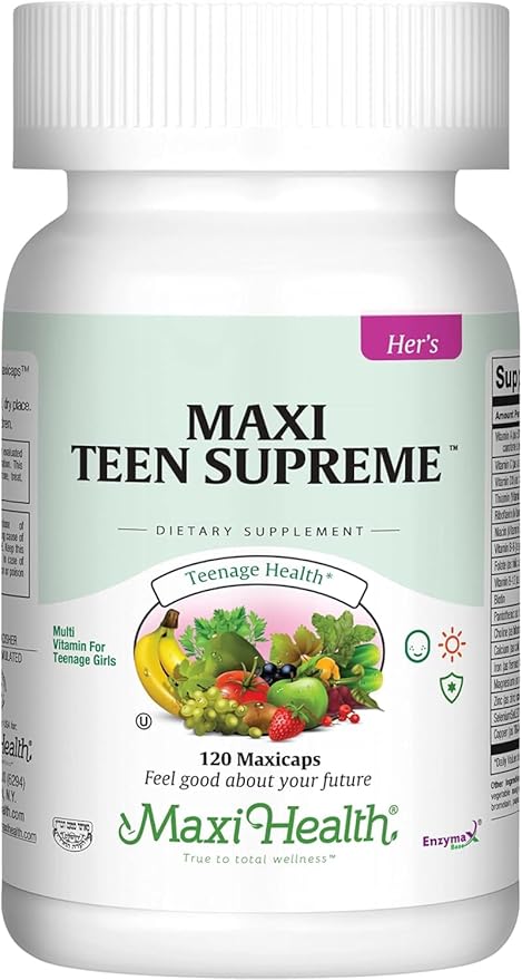 Teen Vitamins for Girls 12-17 - Teen Multivitamin D3, Iron, Calcium, Biotin, Zinc, Digestive Enzymes – Teenager Girl Multi Vitamins for Healthy Skin, Immune & Mood Support – 120 Count