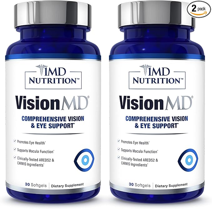 1MD Nutrition VisionMD Eye Vitamin CARMIS - with Lutein & Zeaxanthin | Supports Vision Health, Everyday Eye Strain, & Occasional Dry Eye | 60 Softgels (2-Pack)