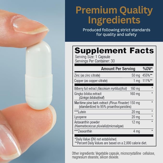 Zenith Labs Vision 20 Eye Vitamins - Lutein, Zeaxanthin, and Bilberry Extract - Supports Eye Strain, and Eye Health - Carotenoid Blend