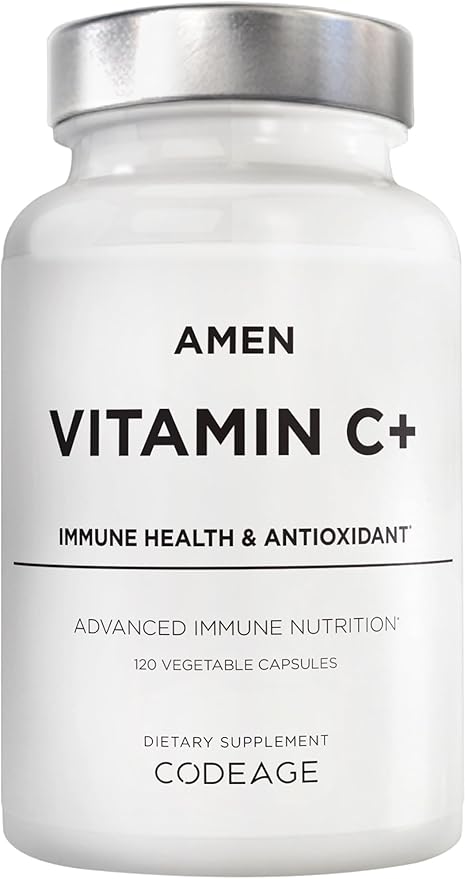 Amen Vitamin C+ Supplement with Zinc, Bioflavonoids, Quercetin, Rose HIPS, Elderberry – Vegan, Non-GMO – 2 Months Supply - 120 Capsules