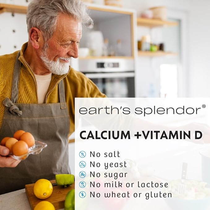 Earth's Splendor Bone Health Support, with Calcium & Vitamin D Supplement, Vitamin Supplements, for Men & Women, (600mg Calcium, 120 Tablets)