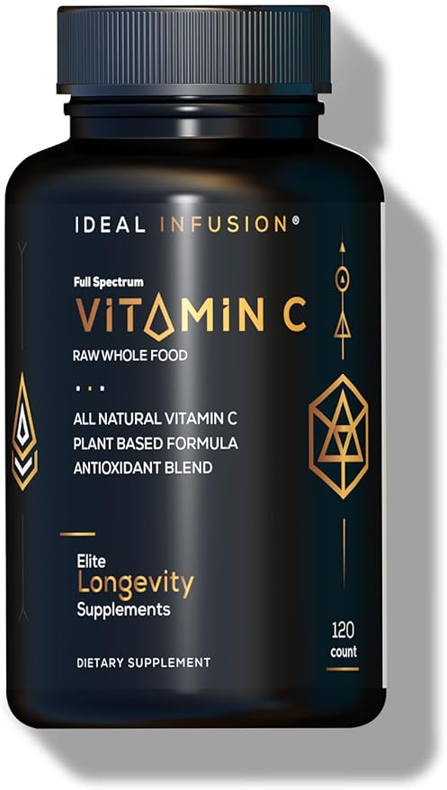 Ideal Infusion Raw Whole Food Vitamin C Complex: Organic Vitamin C from Oranges and Berries with Natural Food Based Bioflavanoids (60 Servings) No Synthetic Ascorbic Acid
