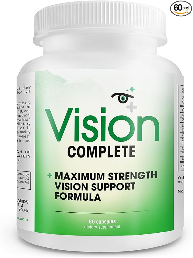 Vision Complete Natural Eye Support Formula Maximum Strength Vision Support Blend of Lutein in One Daily Vision Supplement.