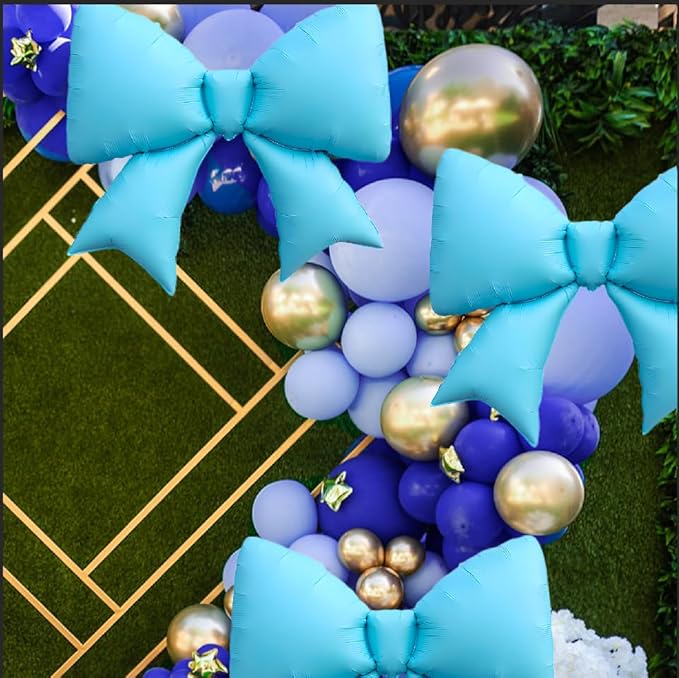 FBQ 3 Pcs Giant Blue Bow Balloons Foil Balloon Bow Theme Wedding Party Girl Birthday Celebration Decoration Supplies