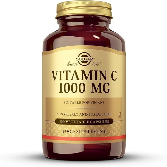 Solgar Vitamin C 1000 mg, 100 Vegetable Capsules - Antioxidant & Immune Support - Overall Health - Healthy Skin & Joints - Bioflavonoids Supplement - Non-GMO, Vegan, Gluten Free, Kosher - 100 Servings