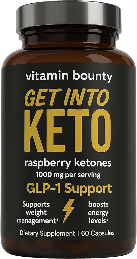 Vitamin Bounty Premium Raspberry Ketones Supplement - Keto Pills for Weight Loss - Promotes Ketosis & Metabolism Support - Keto Diet Aid - Energy Boost for Women & Men - 60 Capsules
