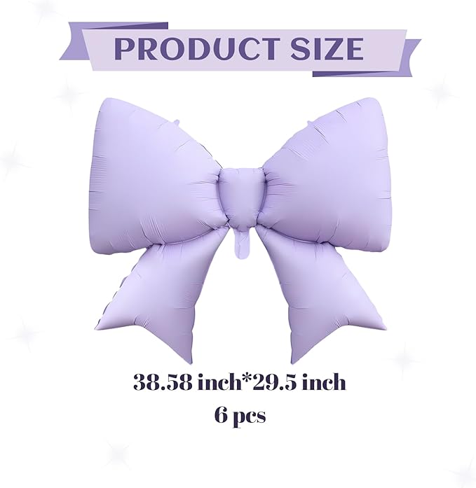 FBQ 6 Pcs Giant Purple Bow Balloon Baby Shower Butterfly Theme Bow Theme Girl Birthday Bachelorette Party Decorations Supplies