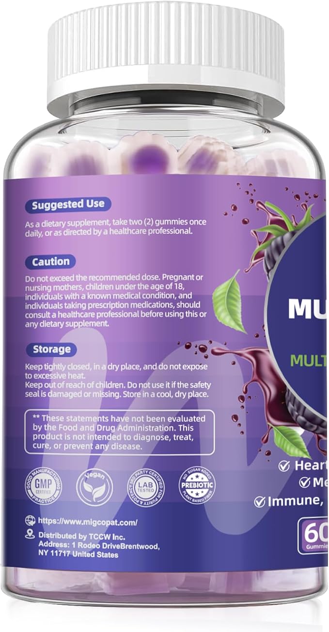 2-Pack Multivitamin for Men, Mens Multivitamins Gummies w/Omega-3, Probiotics, Inositol, Folate, Male Support Blend, Vitamins A, C, D, E, B - Support Heart, Brain, Muscle, Energy, Sugar-Free Gummy