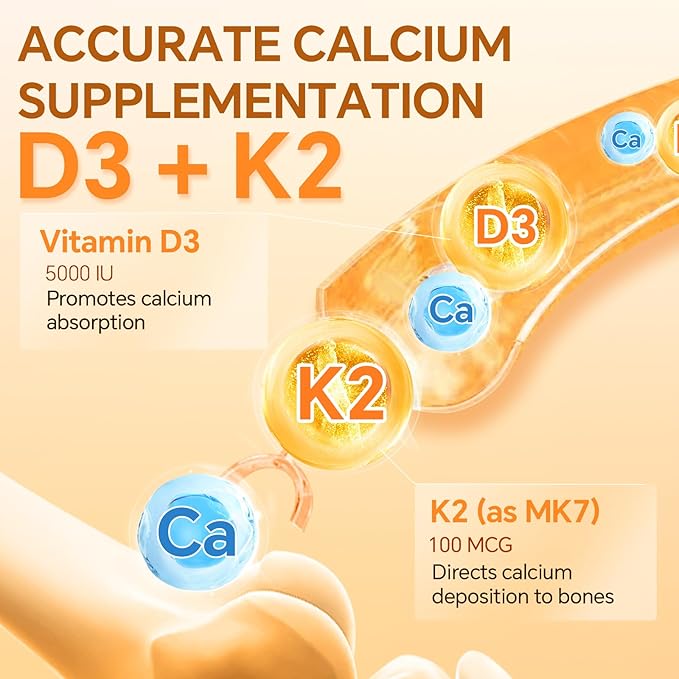 ZEBORA Vitamin D3 K2-5000 IU (125 mcg) Vitamin D & K2 (MK-7) 100 mcg with Zinc & Selenium - Maximum Absorption for Bone, Teeth, Heart & Immune Support - Gluten-Free, 120 Capsules