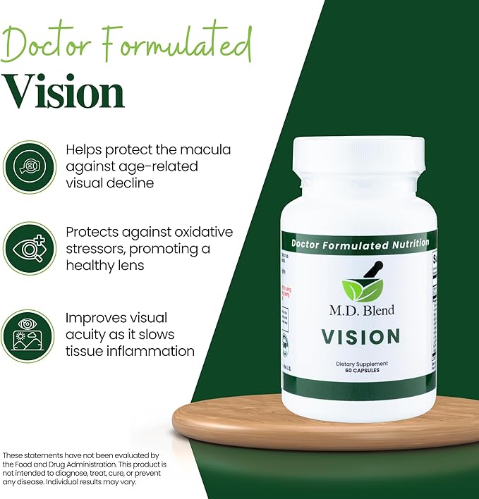 Vision - Expert Formulated - Natural Robust Blend for Eye Wellness - with Lutein, Zeaxanthin, Astaxanthin, Zinc, Thiamine, Vitamins A & C - 30 Capsules (1 Pack)
